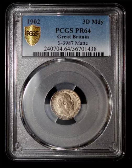 PCGS PR64 1902 Great Britain Edward VII Silver 3 Pence