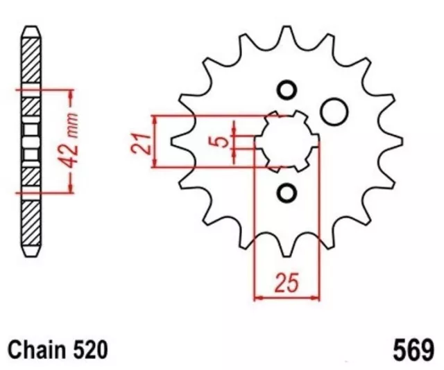 Pignon Sortie Boite 13 Dents Chaîne 520 pour Yamaha XV 250 S Virag 95-08