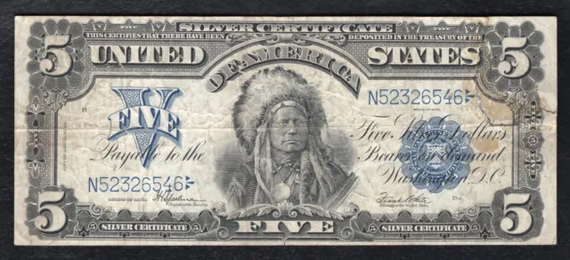 Fr. 281 1899 $5 Five Dollars “Chief” Silver Certificate Currency Note Very Fine