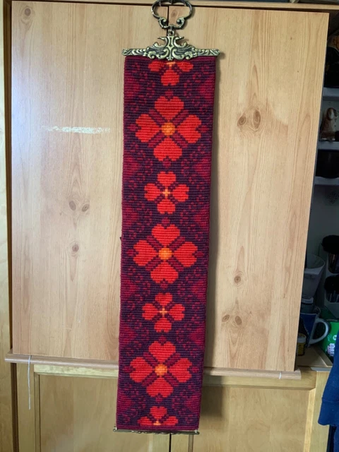 Appendiabiti vintage a campana ago appeso arazzo da parete ottone metà secolo 70