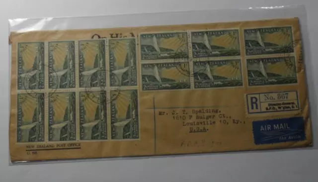 Stampmart : New Zealand 1951 Registered Airmail 30 Stamps Cover Used To Ky Usa