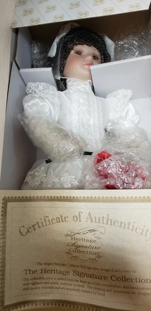 Vintage Heritage Signature Collection Porcelain Rose Victorian Doll W/COA