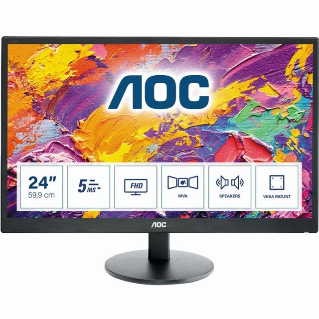 59,9cm/23,6" (1920x1080) AOC M2470SWH Full HD MVA 16:9 5ms VGA 2x HDMI LS black