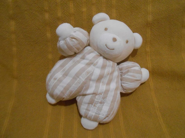 Doudou ours beige rose blanc rayé étoile BM RICAMI