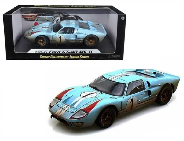 Shelby Collectibles Mini Car 1/18 1966 Ford Gt40 Mk2 Light Blue Stain Makeup Vs