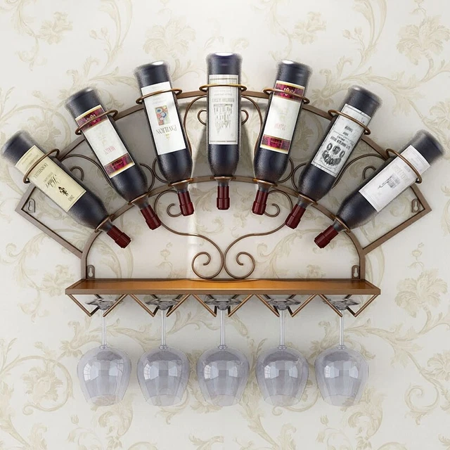 Wine Holder Rack Wall Mounted Wine Bottle Display Rack Glassware Storage Holder