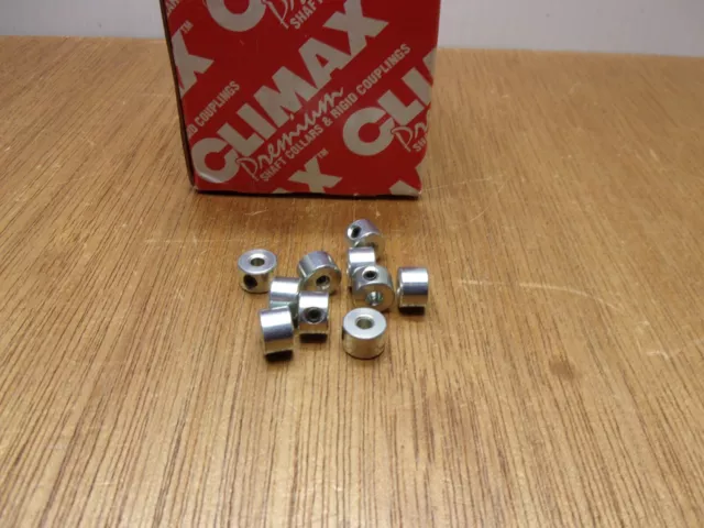 (Qty.10) Climax 1/8" ID Solid Shaft Collar Set Screw 1211 Carbon Steel Zinc USA