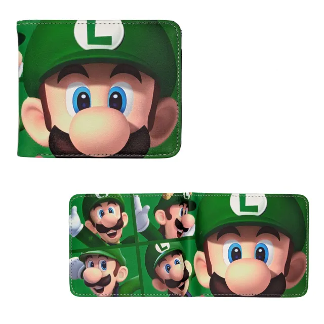 New Luigi Poses SUPER MARIO BROS. BiFold Wallet Credit Card Billfold