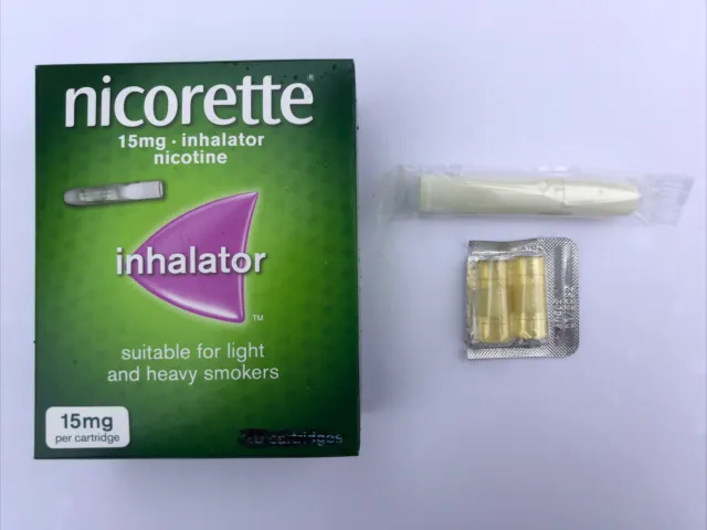 Nicorette Inhalator 15mg 2 Cartridges (not sealed)+Mouthpiece Nicotine Exp 02/24