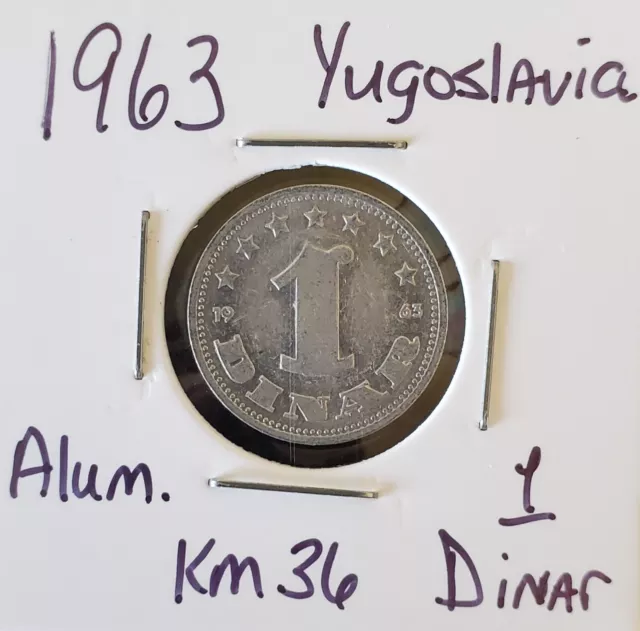 1963 Yugoslavia 1 Dinar Aluminum KM#36