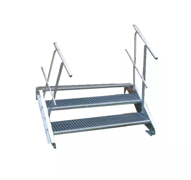 3 Stufen Stahltreppe Breite 60-160cm Geschosshöhe 40-60cm Geländer beidseitig