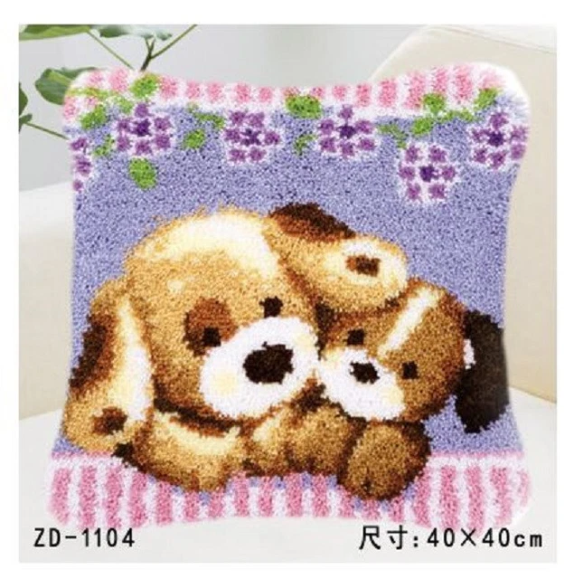 Knüpfkissen * Bastelset * Kreativ * OVP * 2 braune süße Hunde * 40 x 40