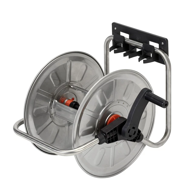 Agrati Schlauchtrommel (Edelstahl) - Wandmontage tragbar - max. 50m 1/2"