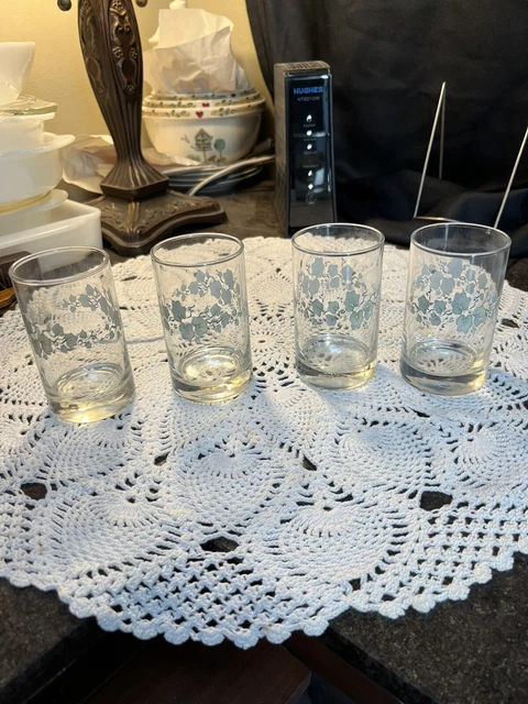 4  Vintage Corelle Coordinates Drinkware Callaway Ivy 7 oz Juice Glasses-4''