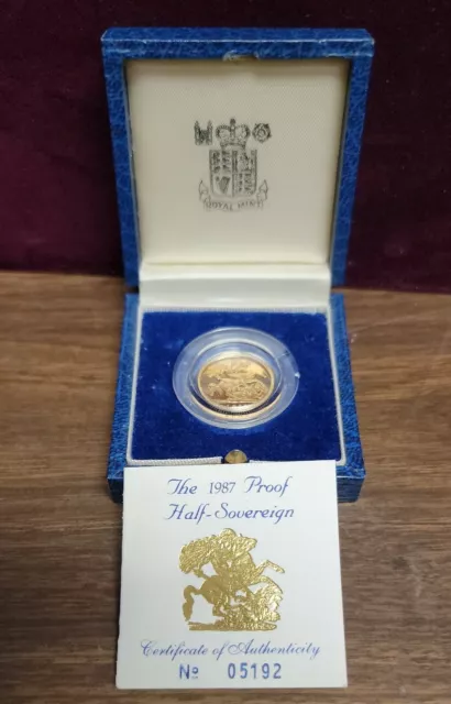 1987 United Kingdom (Great Britain) Proof Half 1/2 Sovereign Gold Coin