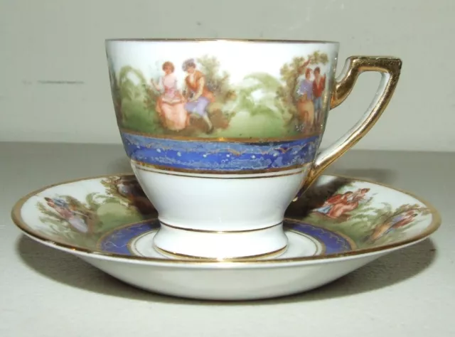 Antik Handbemalt Royal Vienna Teetasse & Untertasse W/Bienenkorb