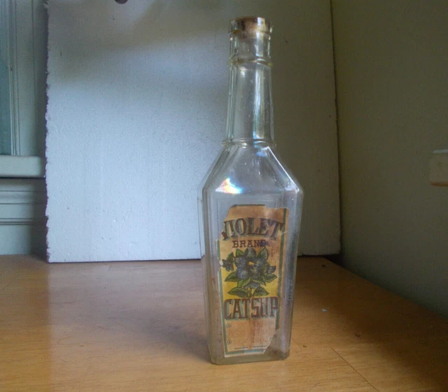 1880 Violet Brand Catsup J.v.sharp Williamstown,Nj Paneled Bottle Original Label