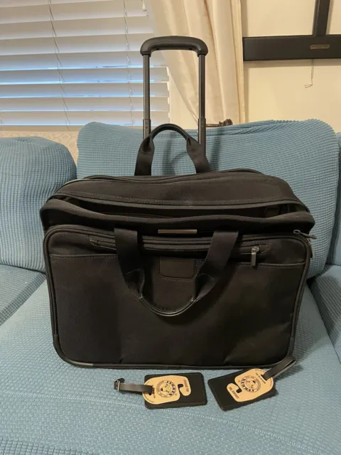 Briggs Riley Black Rolling Wheeled Laptop Computer Briefcase Carry on Bag