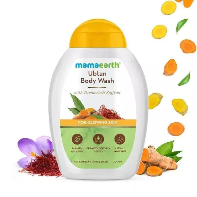 Mamaearth Ubtan Gel douche au curcuma et au safran pour une peau éclatante...