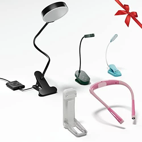 Glocusent 5-Unit Reading Lights Bundle for Ladies Eyecaring Book Lights for R...