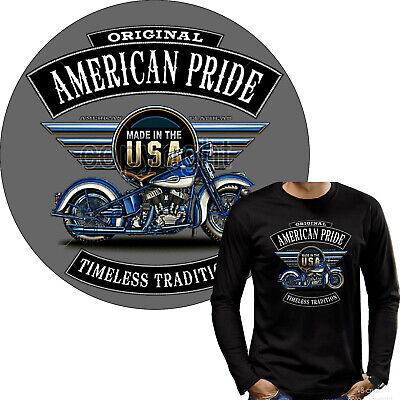 T-Shirt Maniche Lunghe Biker Moto Classic Oldtimer-Harley-Motiv Flathead 4254 Ls