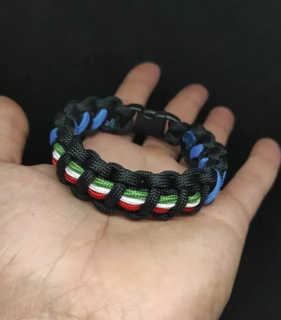 Bracciale In Paracord Nero Azzurro con Tricolore Italia Inter Campioni