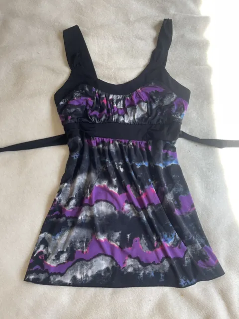 Crossroads Womens Black & Purple Mini Dress Y2k Vneck