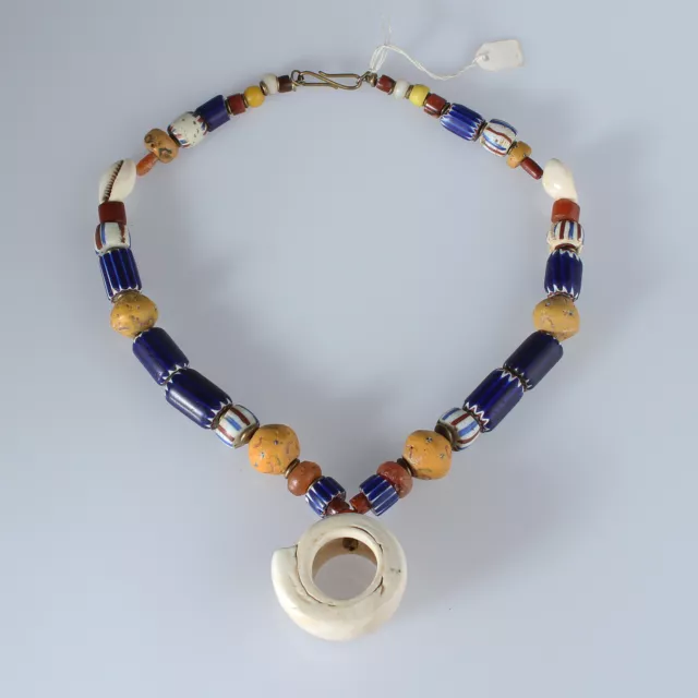 11249 Necklace With Antique Exquisite Murano Millefiori Chevron Shell 2