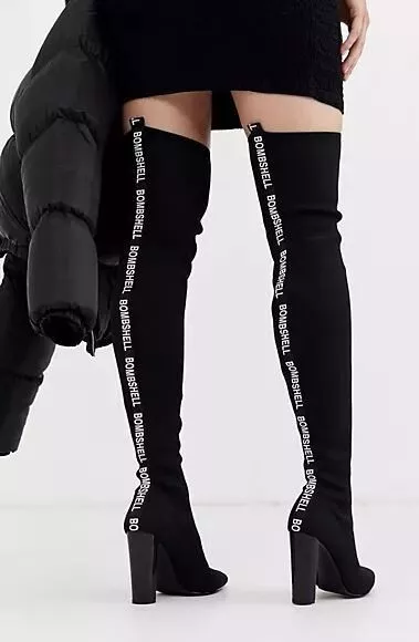 *** Asos Design  Bombshell  Overknee Stiefel Thigh High Boots Stretch Gr 41 **