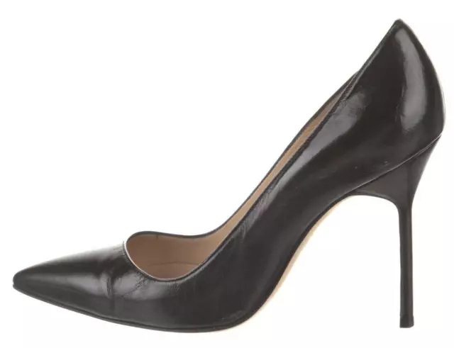 $595 MANOLO BLAHNIK BB Black Size 36 Leather Pumps Shoes Heels