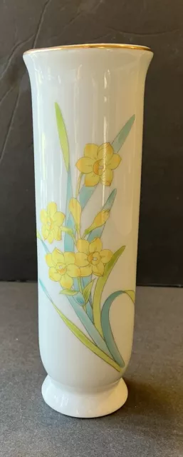 Otagiri White Bud Vase Daffodil Japan Porcelain 6 1/2” Tall
