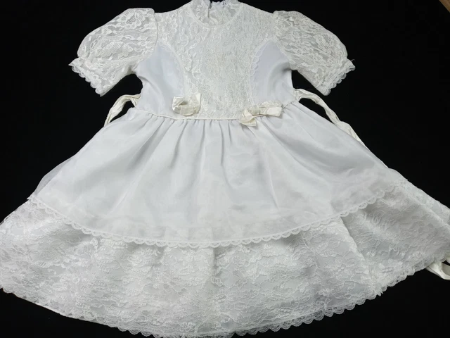 Vtg Sugar Plum Circle Ruffle Dress Size 6x White Ivory Lace Flower Girl USA