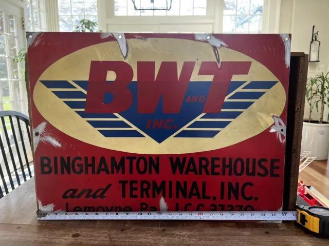Vintage Bunghamton Warehouse & Terminal Metal Sign Mancave Collectible Old 24x18