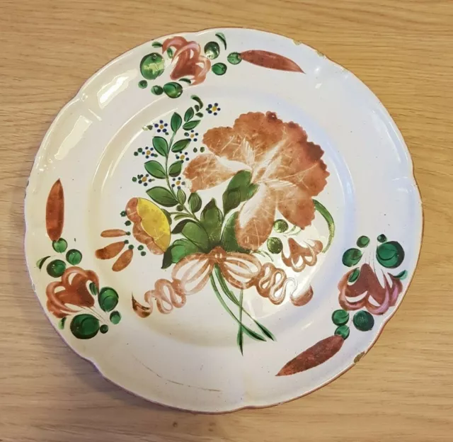 Assiette ancienne en faïence de l'Est de la France - 19eme siècle