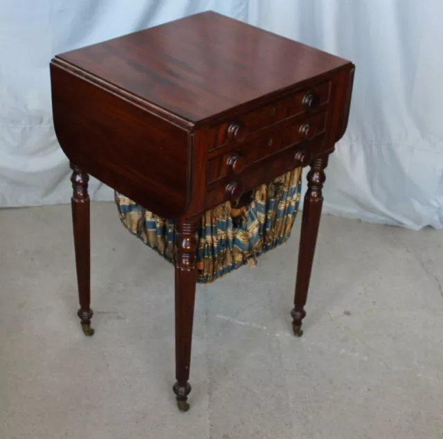 Sewing Cabinet Antique drop leaf Mahogany Sewing Table and Stand