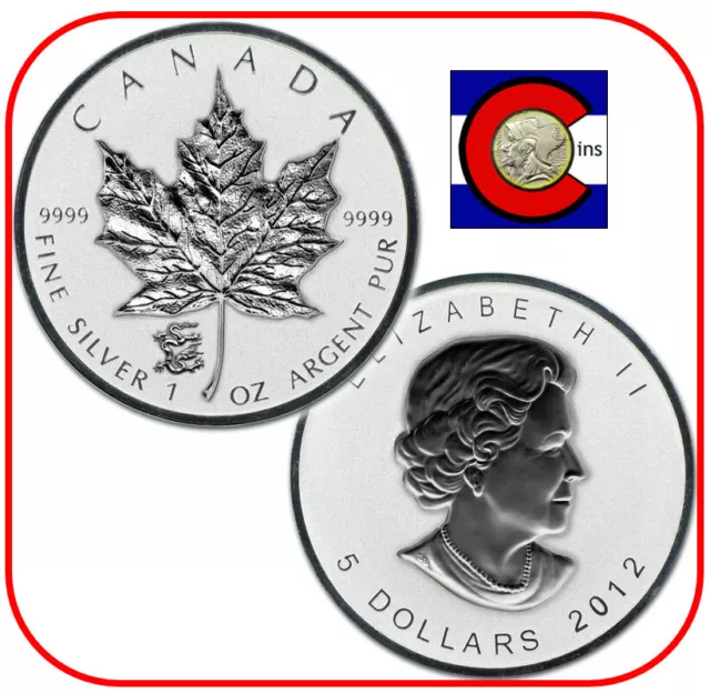 2012 Canada Dragon Privy Maple Leaf 1 oz Silver Reverse Proof Canadian Coin