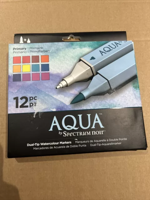 Spectrum Noir AQUA - Artist WATERCOLOUR MARKER 12 PEN SETS - Primary