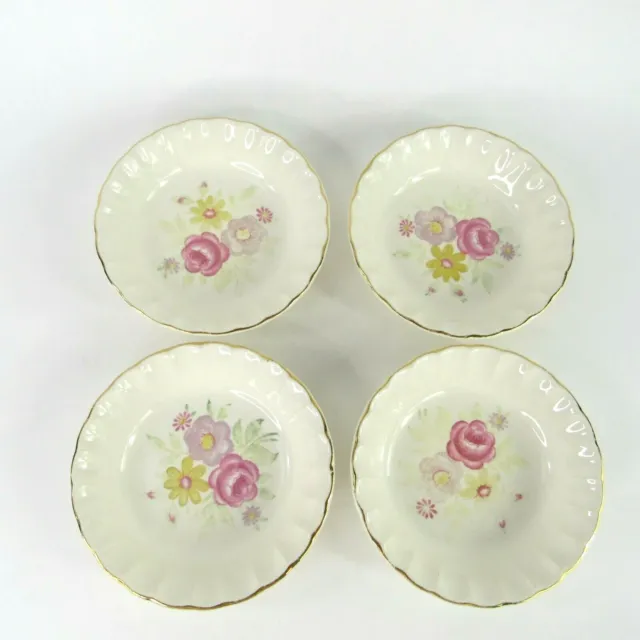 W. S. George Dessert Bowls Floral Motif Set of Four Small Vintage