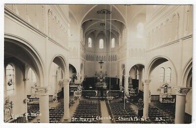 RPPC, Church Point, N. S., Canada, Early Interior View of St. Mary's Church