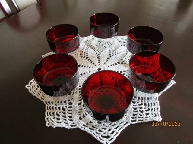 6 x Luminarc Gläser / rot- klar /Kult 60er 70er -/France/ Dessertschalen Sekt