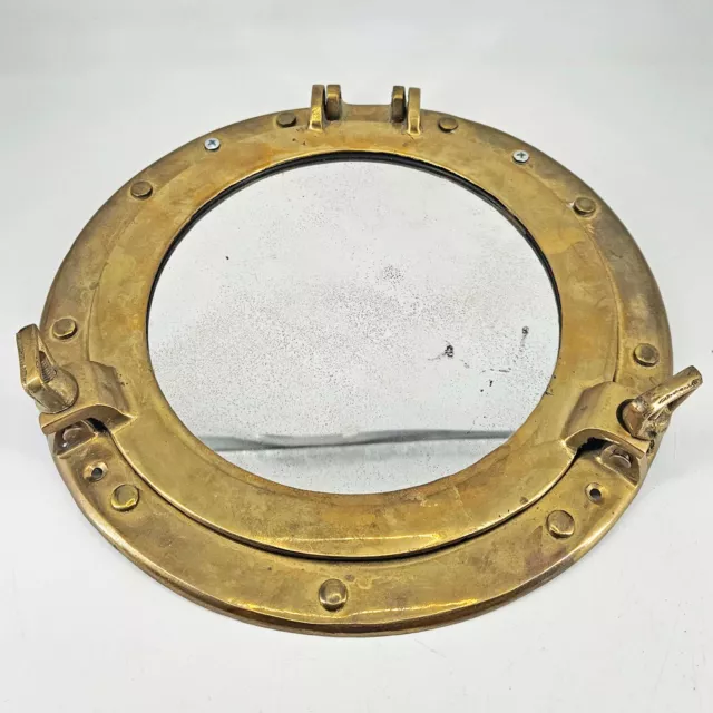 Vintage Brass Ship Porthole Mirror Wall Hanging Home Decor Maritime Nautical 11"