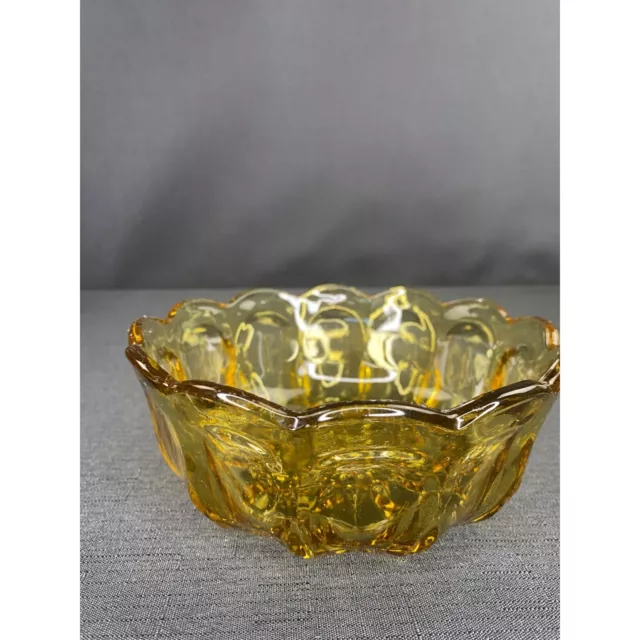 Vintage Anchor Hocking Fairfield Yellow Amber Depression Glass Bowl