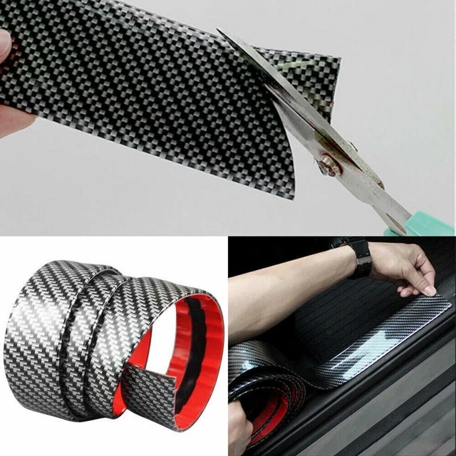 JDM-Panneau de protection de seuil de porte de voiture en fibre de carbone noir