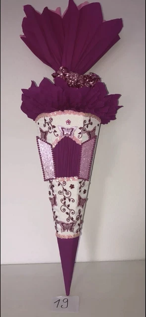 Schultüte Stoff Sterne in pink und grau Zuckertüte für Mädchen