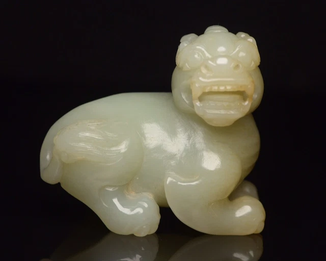 Chinese Exquisite Handmade Brave Troops carving Hetian Jade Statue