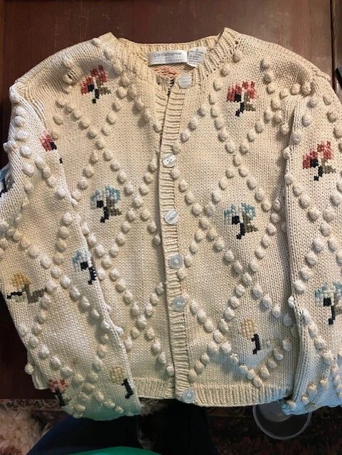 VINTAGE LIZ CLAIBORNE Cardigan Sweater Knitted by Hand Size Small