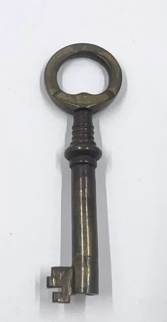 Antique Fancy Ornate Hollow Open Barrel Brass Skeleton Key 2.5”