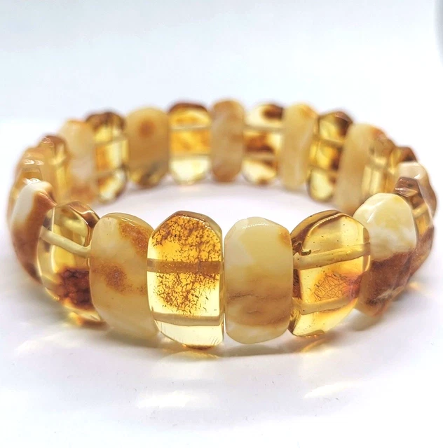 Bracelet en ambre blanc Pierres d'ambre naturel de la Baltique Cadeau de...