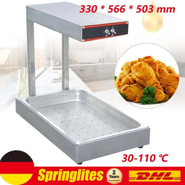 Commercial French Fry Warmer Infrared Food Dump Station Oil Strainer Heat Lamp