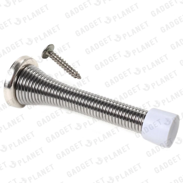 Chrome Spring Door Stops Stopper Silver Metal Spiral Buffer Wall 1 2 5 10 Packs